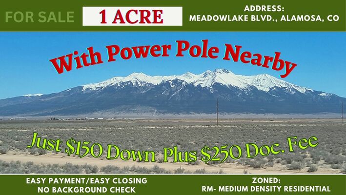 1 acre Colorado Land in Alamosa~ Your Getaway Place $150 DP!