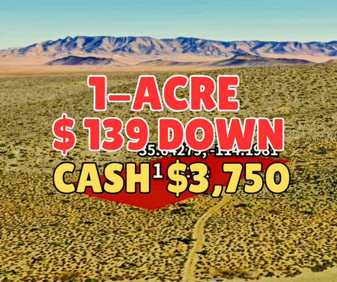 Only $139 Down! 1 to 3 Acres  in High Desert RV/Mobile Lot