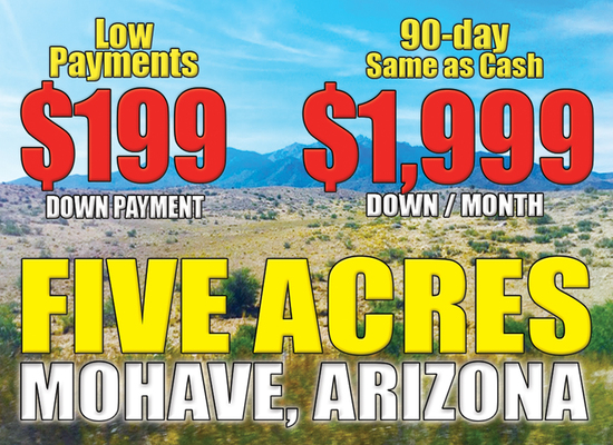 Build Your Home on this 5 Acres in Mohave, AZ for $199 Down!