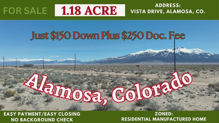 Stunning 1.18-Acre Lot in Alamosa, CO Yours at $150 Down!