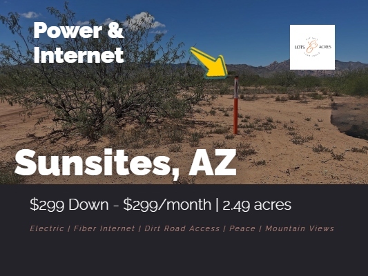 INTERNET!! POWER!! AZ Mountains– 2.49 Acres at $299/Month!