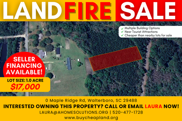 OWNER FINANCING AVAILABLE! 1-acre Vacant Land in Walterboro