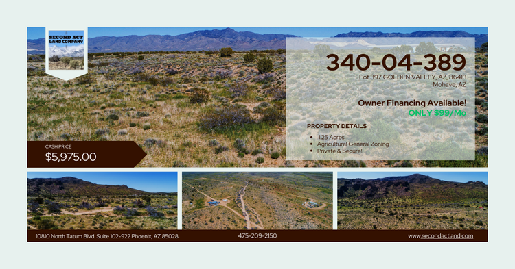 Great Escape: 1.25-Acre Retreat in Mohave, AZ ONLY $135  MO!