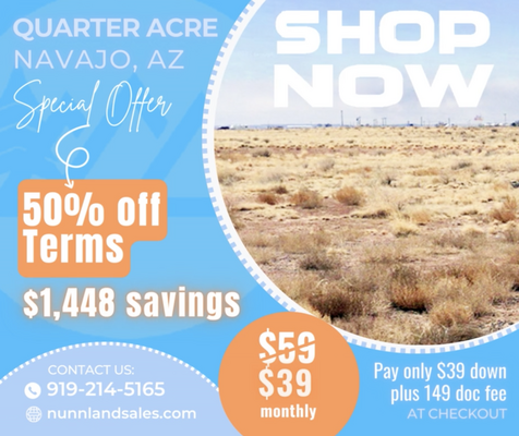 $1,448 Savings - 0.24-Acre Lot in Navajo, AZ for Only  $39 Down/Month!