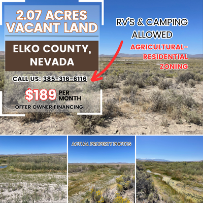 You Can’t Beat This! 2.07 acres in Elko, NV! $189/mo