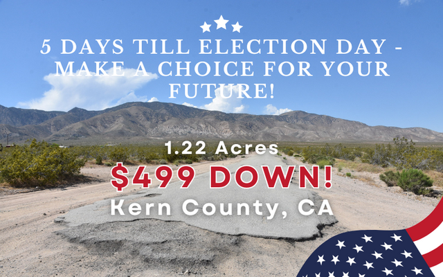 Kern County: Spacious Lot with Mountain Views <del>$999</del> $499 Down