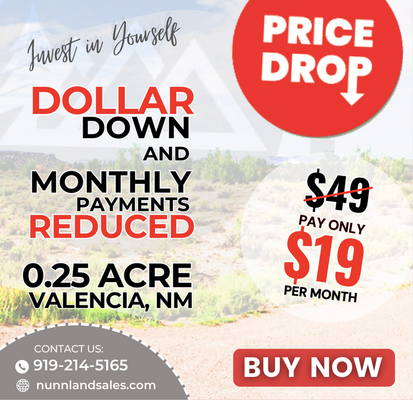 Dollar Down, Save $400 - 0.25 Acre in Valencia, NM!