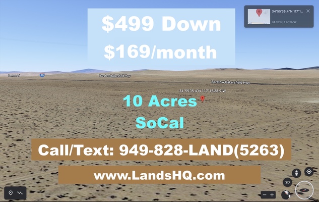 10 Acres! SoCal! $499 down!  0496-123-04-0000