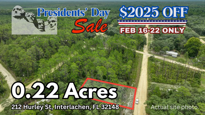 President's Day $2025 OFF!: 0.22-Acre by Lake Ida 