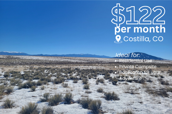 Live Among the Peaks: 5 Acres in Costilla, CO for $122/Mo