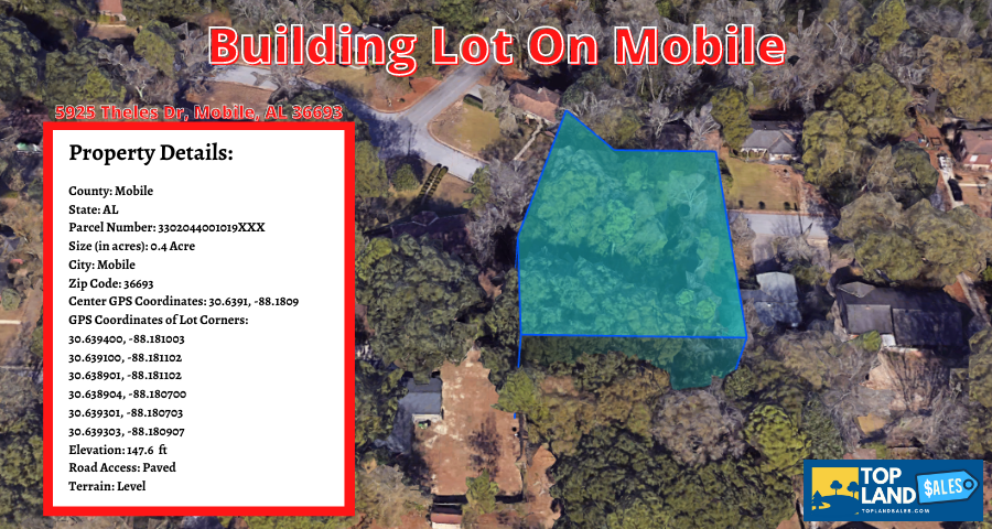 Amazing Half Acre Homesite in Mobile , AL selling at 20% discount @ 21900 Only!!! Too good to last